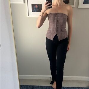 White House Black Market Plaid Strapless Bustier